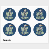 Sticker Rond Jumbo Great Blue Heron (Feuille)