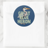 Sticker Rond Jumbo Great Blue Heron (Sac)