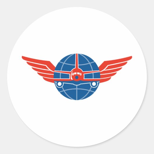 Sticker Rond Jumbo Jet Plan Front Wings Globe (Devant)