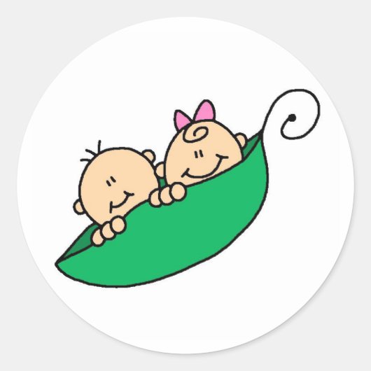 Sticker Rond Jumeau et fille en pois (Devant)