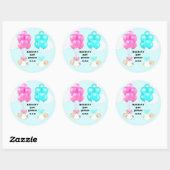Sticker Rond Jumeaux Baby shower garçon et fille (Feuille)