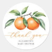 Sticker Rond Jumeaux Merci Baby shower orange (Devant)