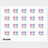 Sticker Rond Jumeaux mignonette Bodysuit 1 fille & 1 garçon (Feuille)