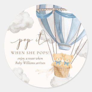 Sticker Rond Jumeaux Ours Attendent Ours en Peluche Pop It Quan