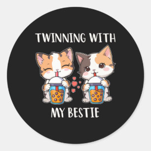 Sticker Rond Jumelage avec mes Amoureux de les chats de la best