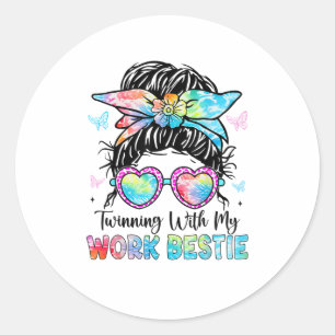 Sticker Rond Jumelage Avec Mon Travail Bestie Meilleur Ami Espr