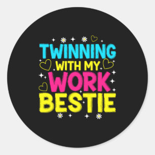Sticker Rond Jumelage avec mon travail, c'est-à-dire ami de la