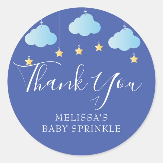 Sticker Rond Jumeler petit baby shower étoile bleu (Devant)