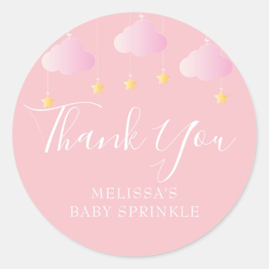 Sticker Rond Jumeler petit baby shower étoile rose (Devant)