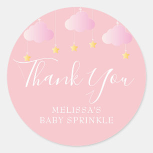 Sticker Rond Jumeler petit baby shower étoile rose
