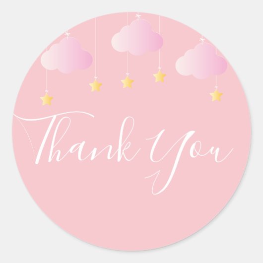 Sticker Rond Jumeler petit baby shower étoile rose (Devant)