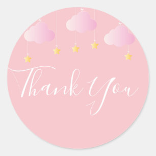 Sticker Rond Jumeler petit baby shower étoile rose