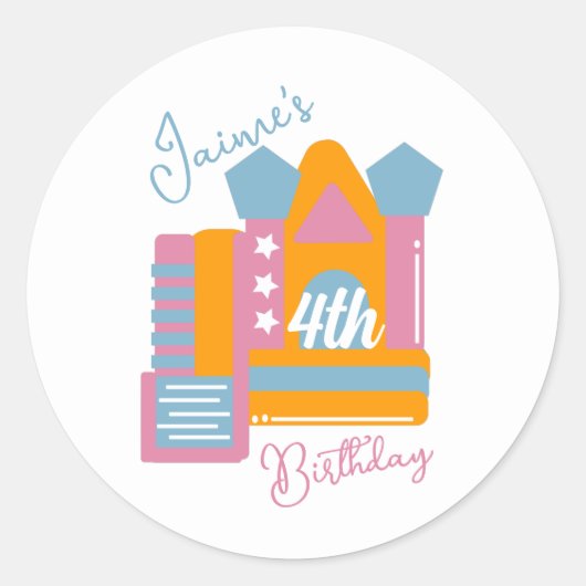 Sticker Rond Jumping Bouncy Rental Party House Anniversaire (Devant)