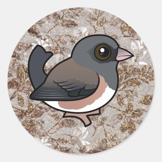 Sticker Rond Junco aux yeux foncés (à côté rose) (Devant)