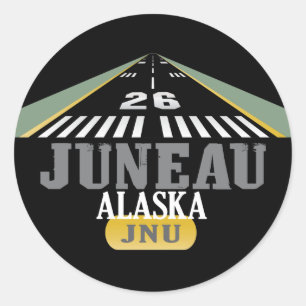 Sticker Rond Juneau Alaska - piste de l'aéroport