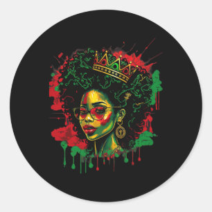 Sticker Rond Junetdix Black Queen Afro Melanin Femme Black Hi