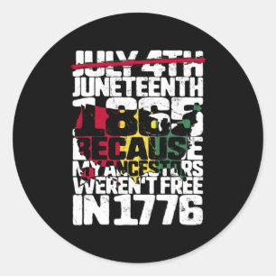 Sticker Rond Junetdix Day Ancestors Gratuit 1776 Juillet 4 Noir