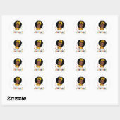 Sticker Rond JunetDix Fille Afro Femme Noire (Feuille)