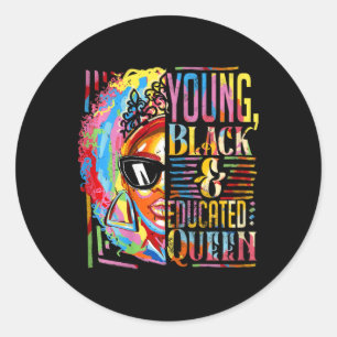Sticker Rond JunetDix Melanin Afro Black Women Girl Black Son