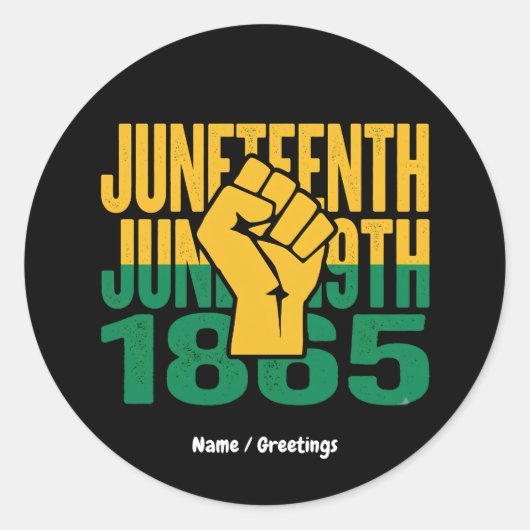 Sticker Rond Juneteenth 1865 19 juin Graphique De liberté (Devant)