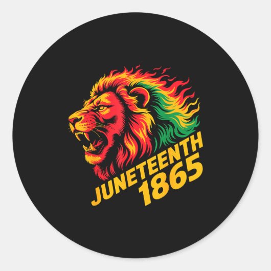 Sticker Rond Juneteenth 1865 lion rasta  (Devant)
