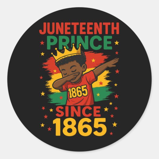 Sticker Rond Juneteenth 1865 Tout-petits Garçon Dabbing Prince (Devant)