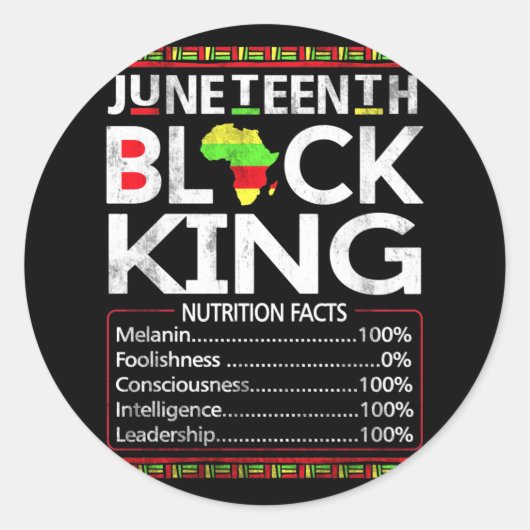 Sticker Rond Juneteenth Black King Melanin Dad Fathers Day (Devant)