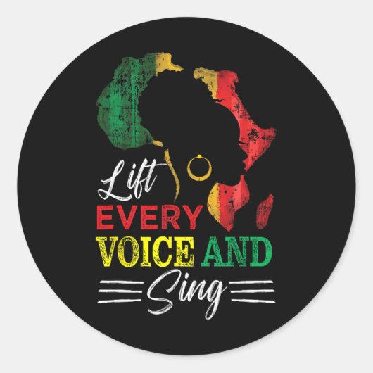Sticker Rond Juneteenth Élève Chaque Voix Chante Mois de l'Hist (Devant)