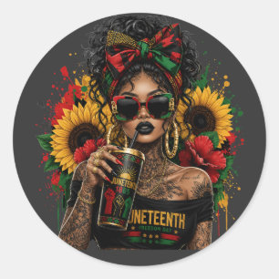 Sticker Rond Juneteenth femmes noires histoire afro-américaine