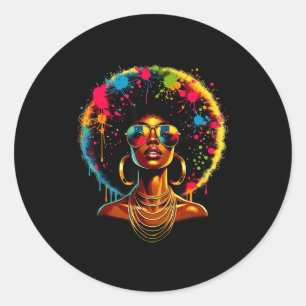 Sticker Rond Juneteenth femmes tenue histoire noire fière afro 
