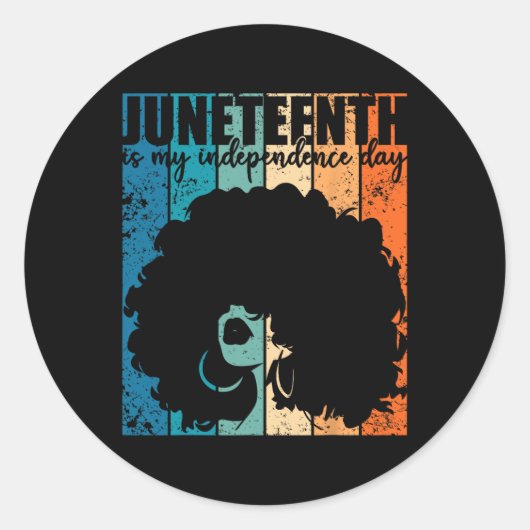 Sticker Rond Juneteenth My Independence Day Retro Afro Women Me (Devant)