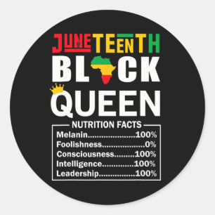 Sticker Rond Junetten Black Queen Faits nutritionnels Melanin F