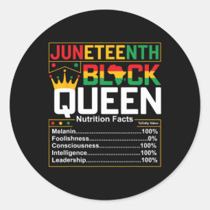 Sticker Rond Junetten Black Queen Faits nutritionnels Melanin W