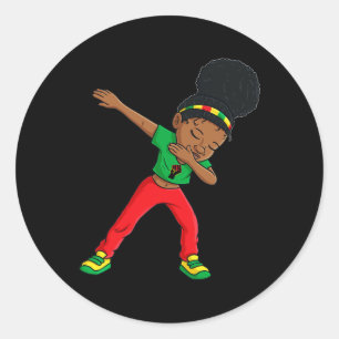 Sticker Rond Junetten Dabbing Black Princess Cute Brown Skin