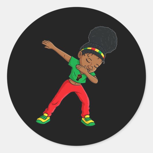 Sticker Rond Junetten Dabbing Black Princess Cute Brown Skin (Devant)