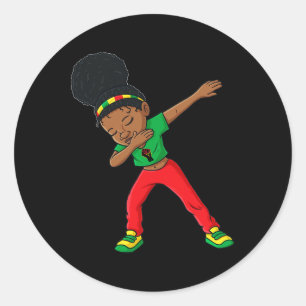Sticker Rond Junetten Dabbing Black Princess Cute Brown Skin