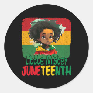 Sticker Rond Junetten Little Mister Kids Black Boy Toddler Par