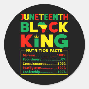 Sticker Rond Junetten Mens Garçon Roi Noir Faits nutritionnels