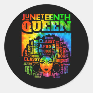Sticker Rond Junetten Queen Afro Melanin Black Girl Magic Wom