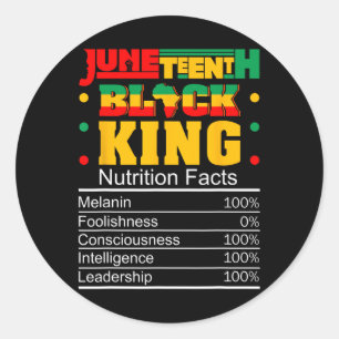 Sticker Rond Junetten Roi Noir Faits nutritionnels Fierté Afri