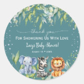 Sticker Rond Jungle Animaux Safari Baby shower (Devant)