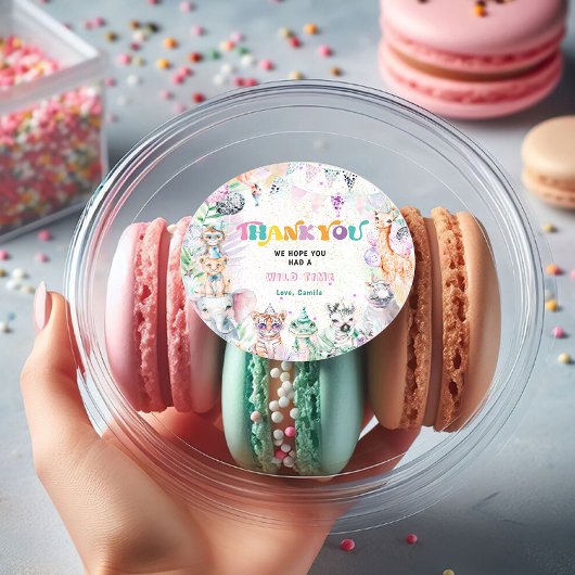 Sticker Rond Jungle Animaux sauvages Fille Merci