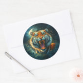 Sticker Rond Jungle au clair de lune de tigres (Enveloppe)