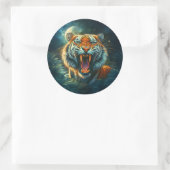 Sticker Rond Jungle au clair de lune de tigres (Sac)