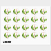Sticker Rond Jungle Giraffe Baby shower d'aquarelle (Feuille)