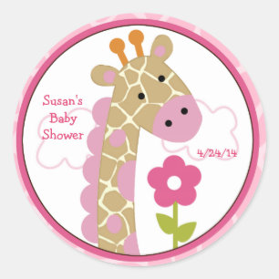 Sticker Rond Jungle Jill/Girl Giraffe/Stickers/Cupcake Toppers