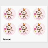 Sticker Rond Jungle Jill/Girl Monkey/Stickers/Cupcake Toppers (Feuille)