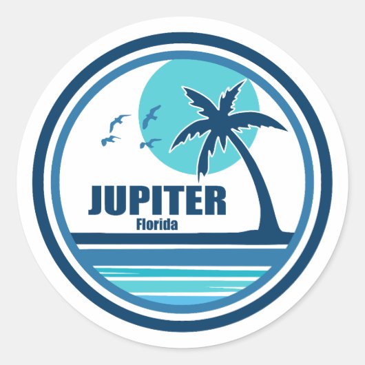 Sticker Rond Jupiter Florida Palm Tree Birds (Devant)