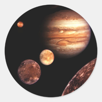 Sticker Rond Jupiter Galilean Moons Space & Astronomy Cadeaux