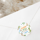 Sticker Rond Jurassic Cute Dinosaur fête d'anniversaire